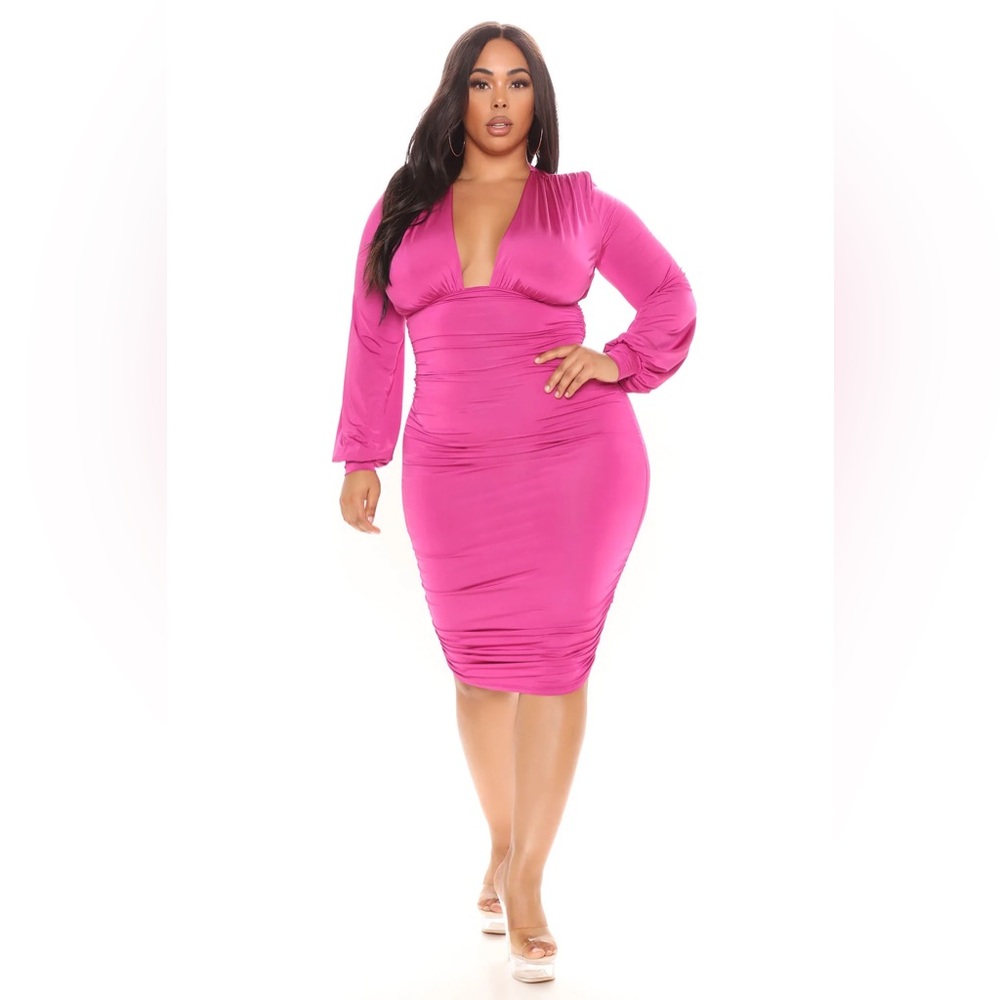 NWT Fashion Nova Dubai Nights Magenta Midi Dress
